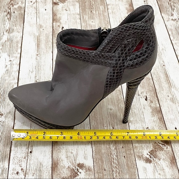Cesare Paciotti Italy Gray Leather High Heeled Booties 37 - Picture 11 of 16